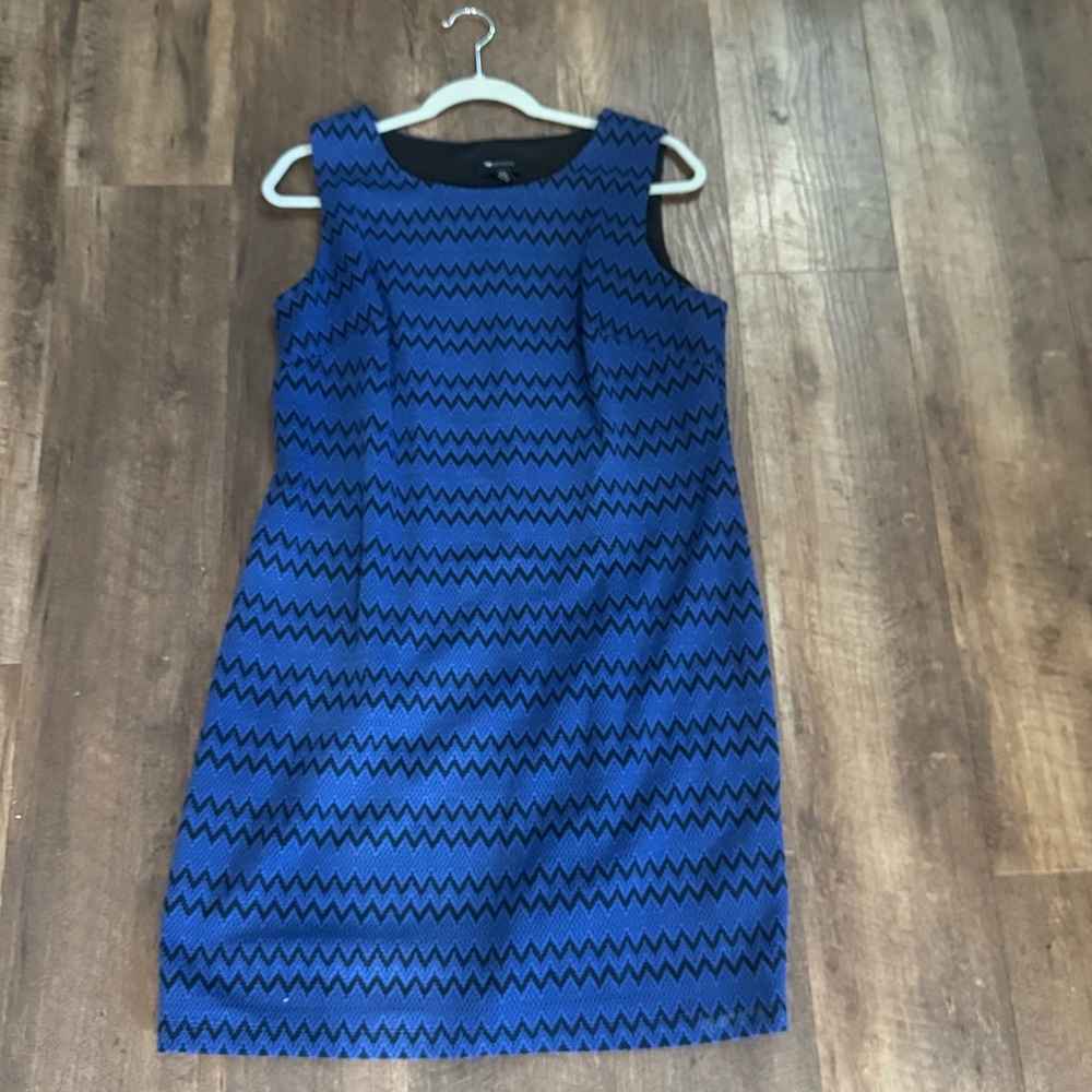 AB Studio Blue & Black Chevron Dress - Size 14